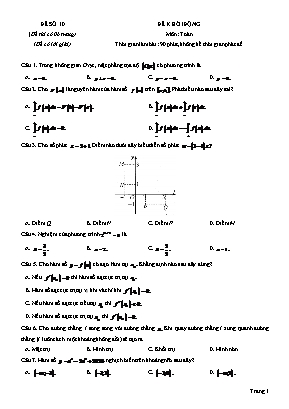 Đề thi thử Tốt nghiệp THPT môn Toán - Mã đề 10 - Năm học 2021 (Có đáp án)